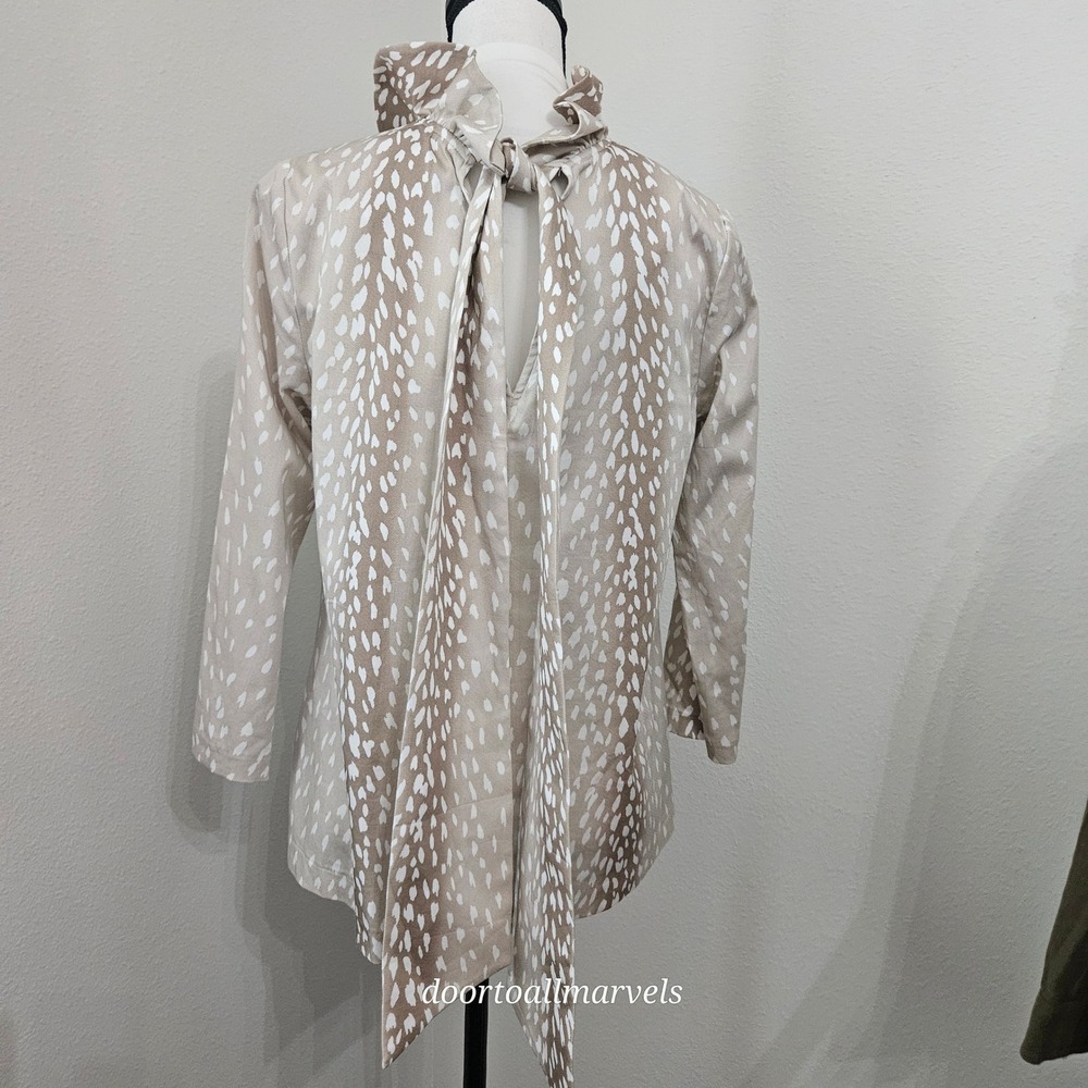 Tuckernuck Faye Swing Top in Antelope Ruffle Bow Tie Neck sz S - Picture 7 of 10